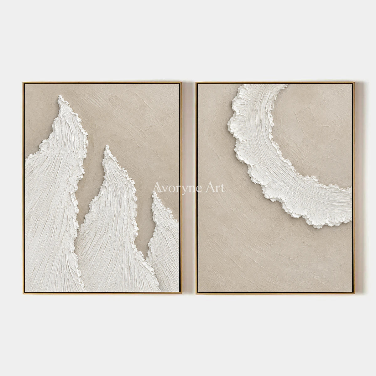 Foamward Duet: Textured Beige Coastal Diptych Wall Art — primary