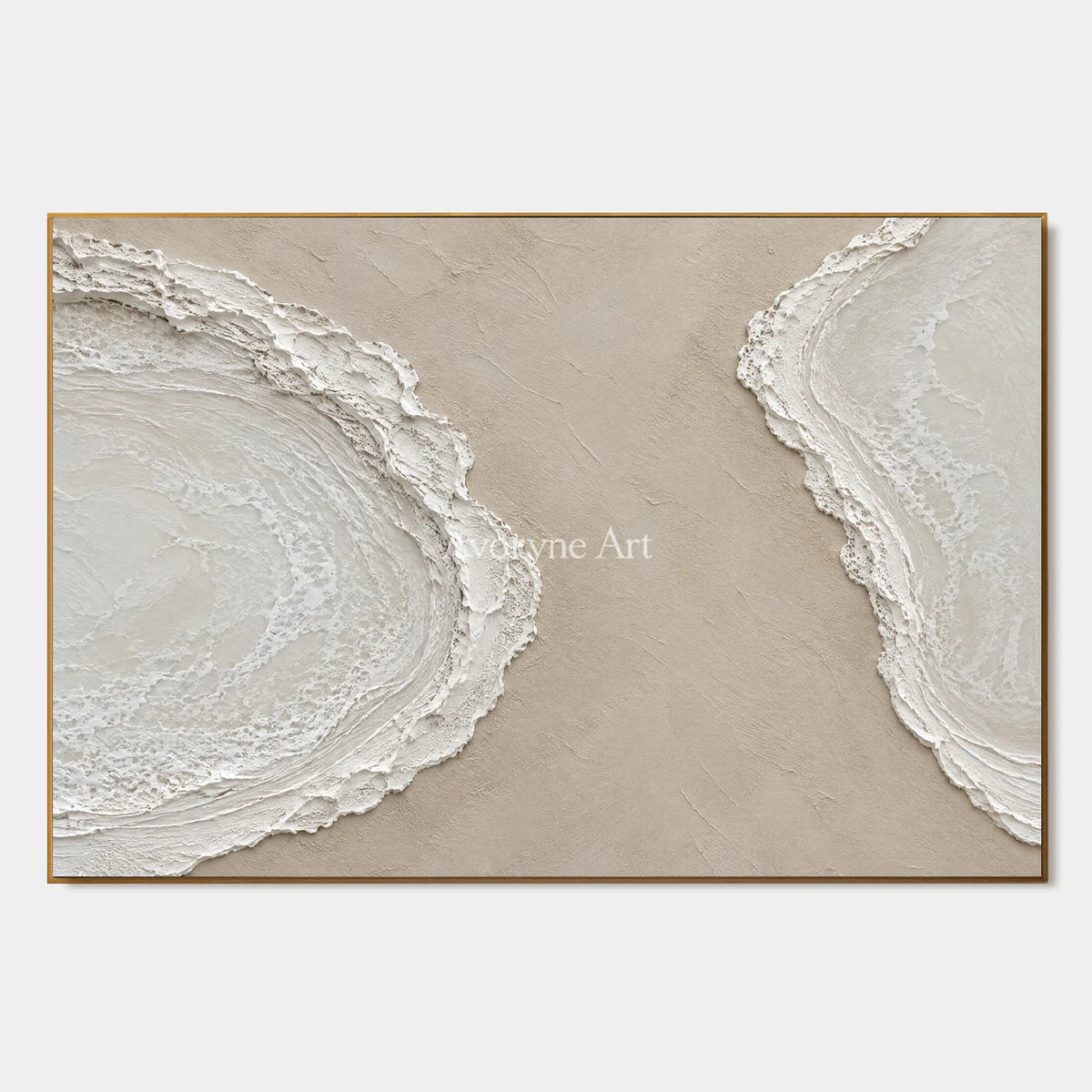 Tidal Pause: Textured Beige Coastal Relief Wall Art — primary
