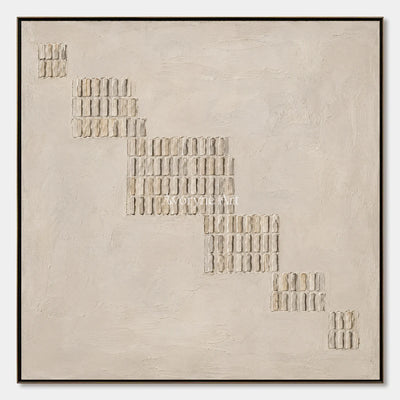 Descending Order: Textured Beige Grid Abstract Wall Art — primary