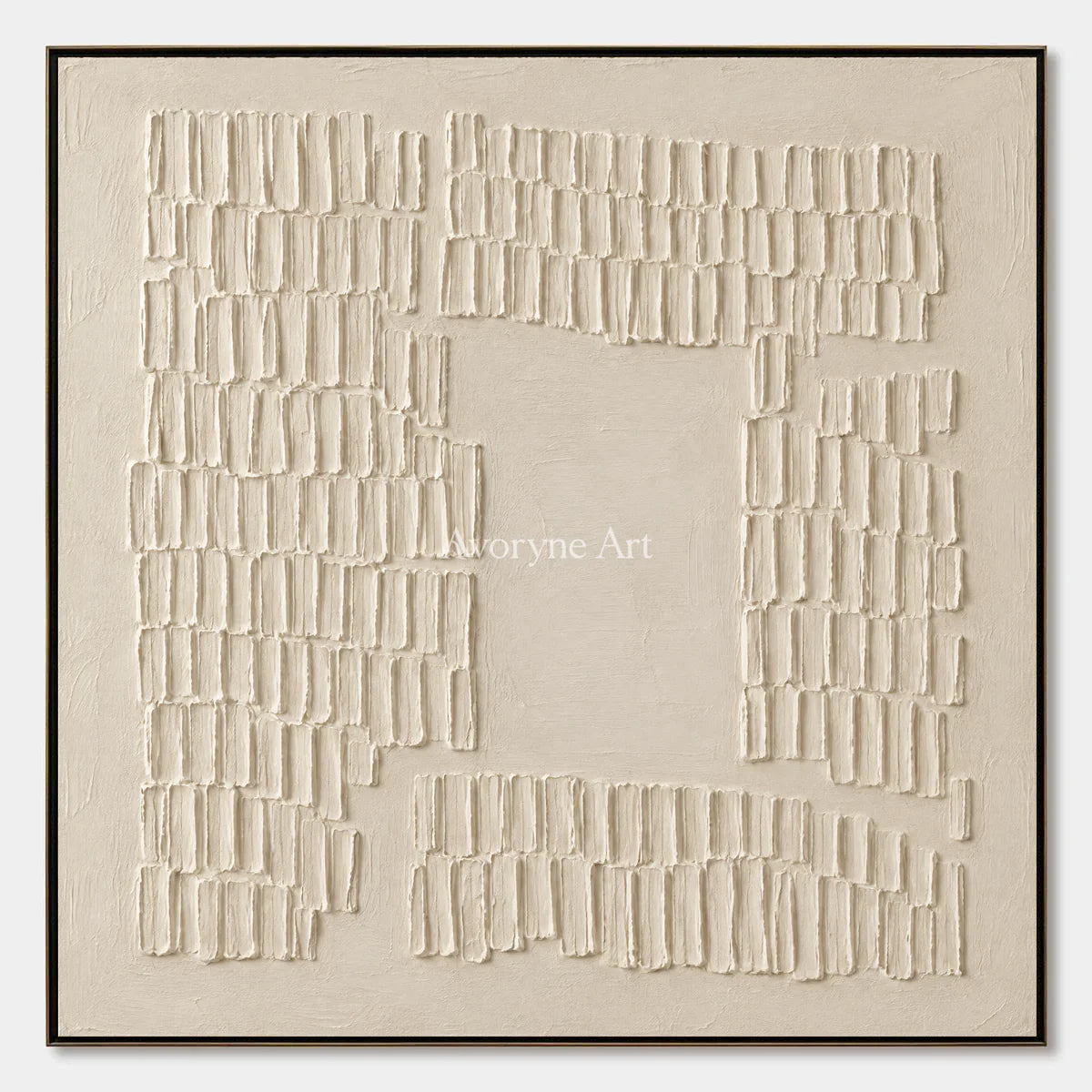 Inner Courtyard: Textured Beige Grid Relief Wall Art — primary