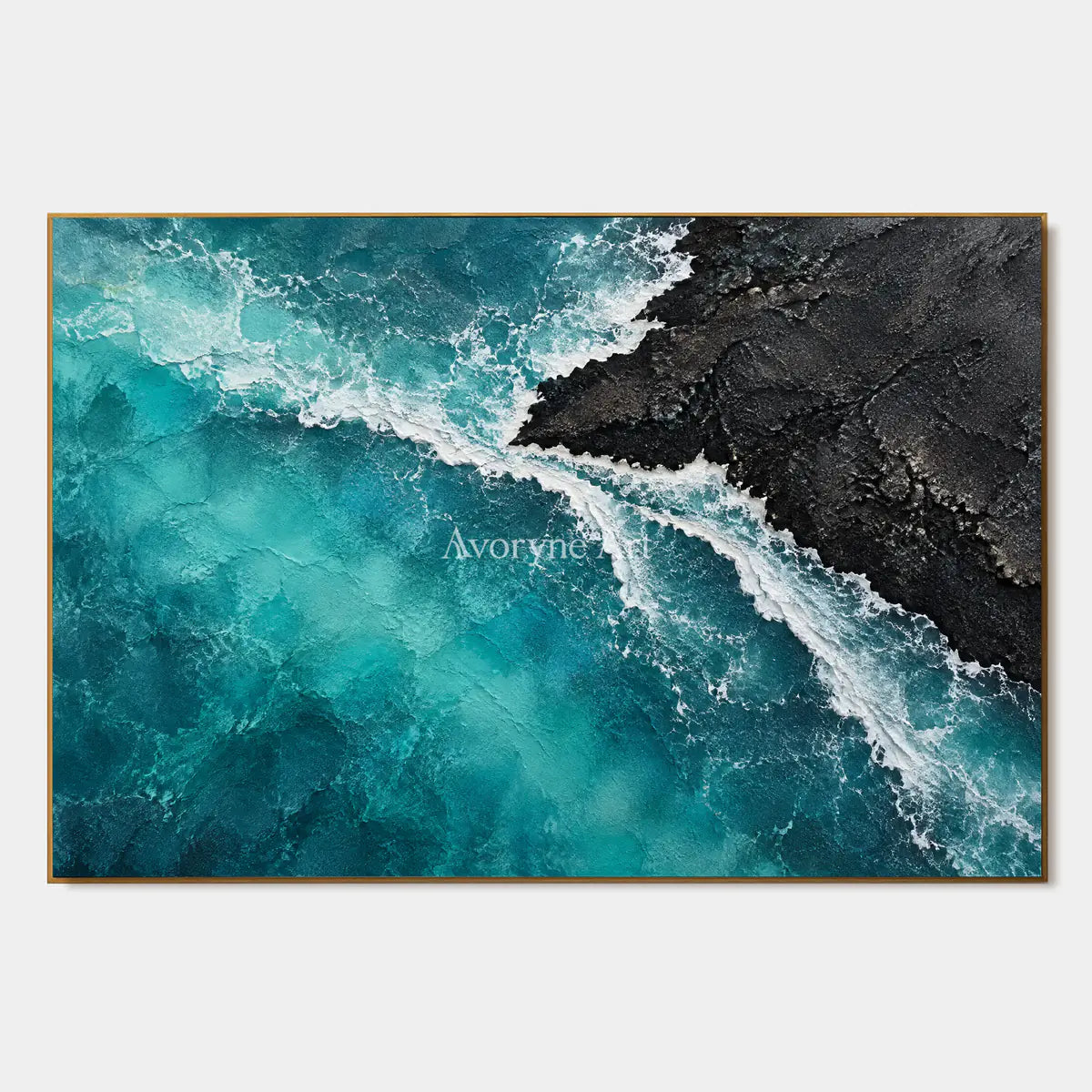 Volcanic Tide: Textured Blue Coastal Relief Wall Art — primary