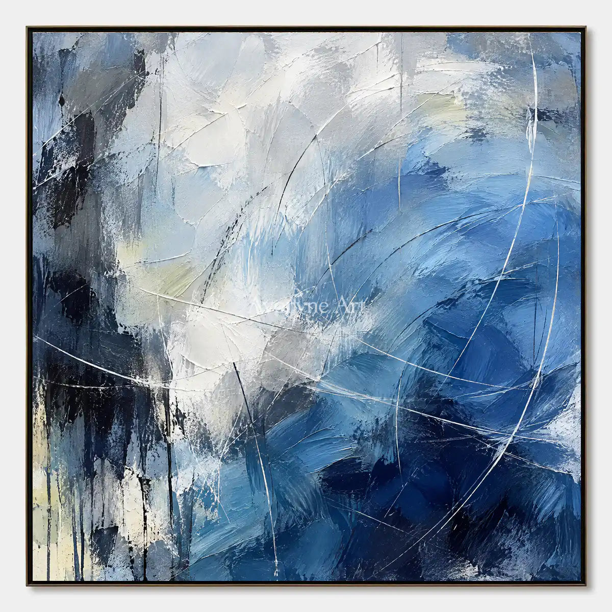 Cobalt Motion: Textured Blue Expressive Abstract Art — primary