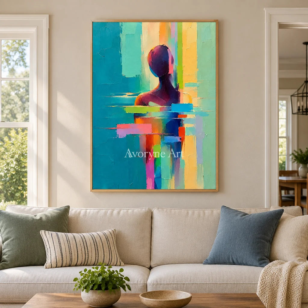 Prism Echo: Textured Colorful Figure Abstract Art — villa wood