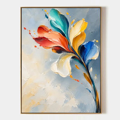 Petal Flight: Textured Colorful Floral Wall Art — primary