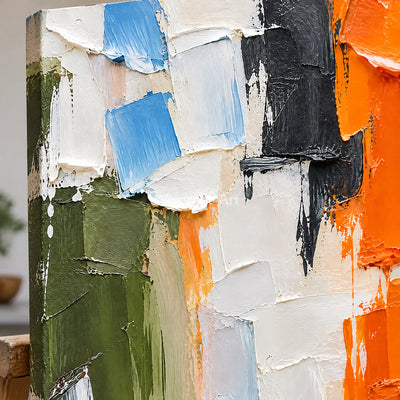Prismatic Pulse: Textured Colorful Palette Knife Art — detail easel