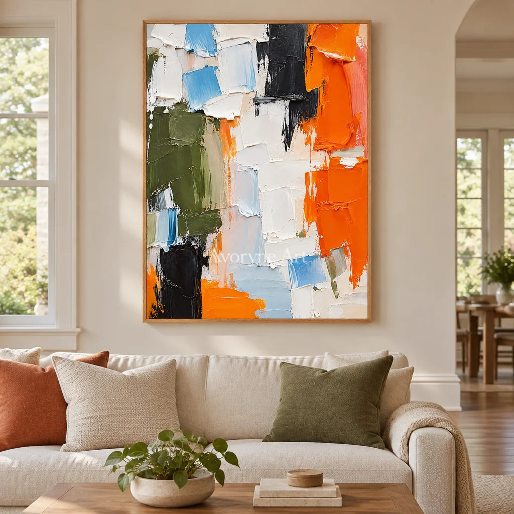 Prismatic Pulse: Textured Colorful Palette Knife Art — villa wood