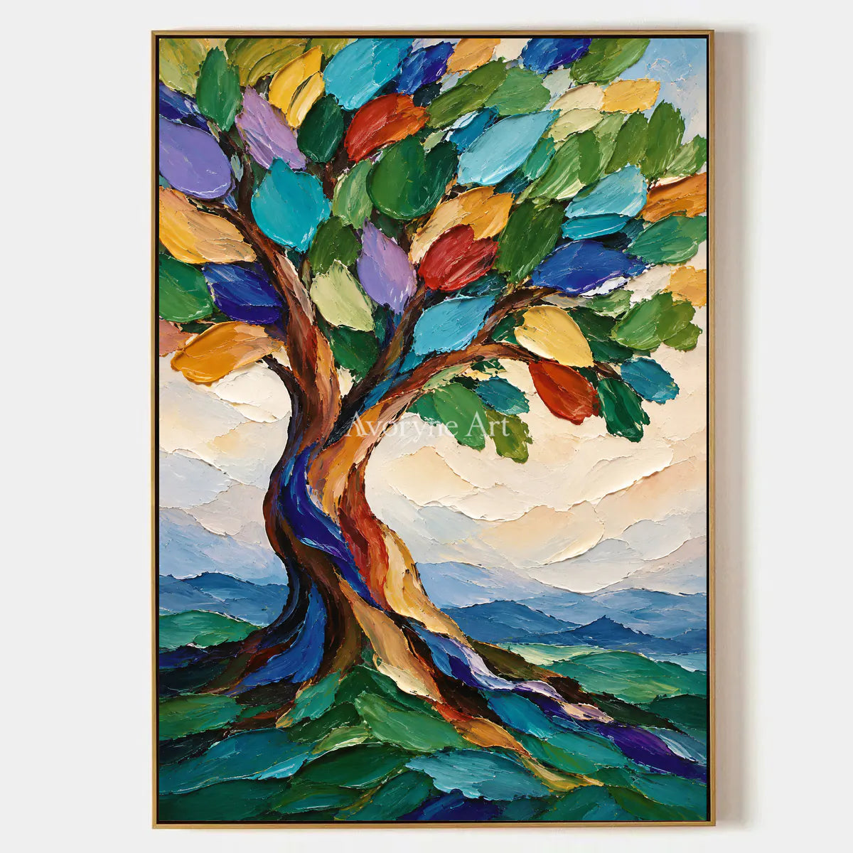 Canopy Song: Textured Colorful Tree Landscape Art — primary