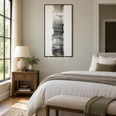Single Current: Textured Gray Brushstroke Wall Art — bedroom black