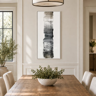 Single Current: Textured Gray Brushstroke Wall Art — dining white