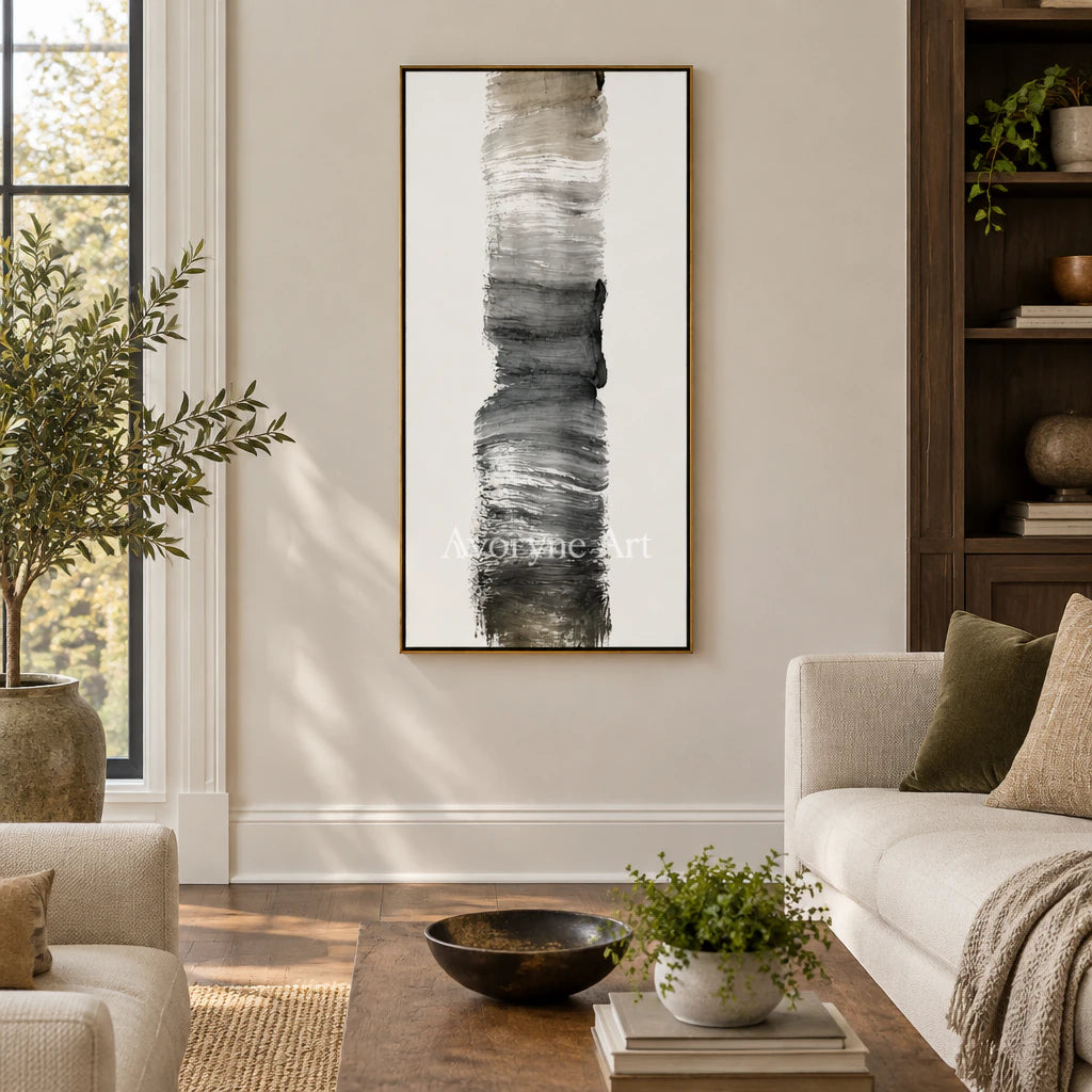 Single Current: Textured Gray Brushstroke Wall Art — living gold