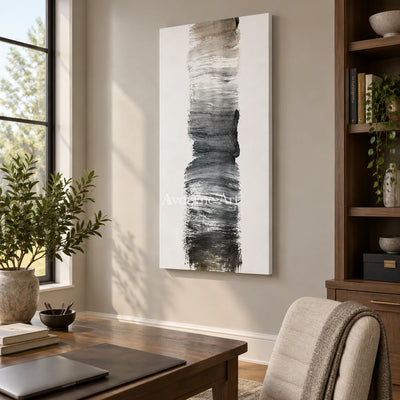 Single Current: Textured Gray Brushstroke Wall Art — office frameless