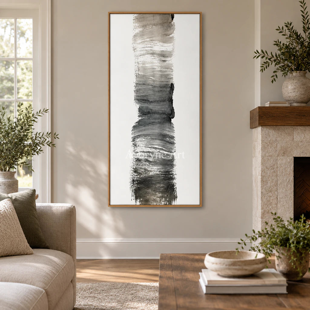 Single Current: Textured Gray Brushstroke Wall Art — villa wood