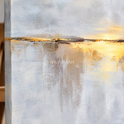 Golden Interval: Textured Horizon Panorama Wall Art — detail easel
