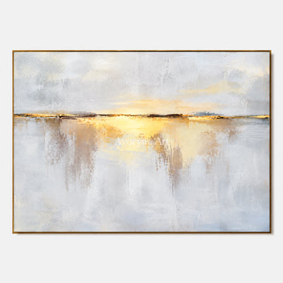 Golden Interval: Textured Horizon Panorama Wall Art — primary