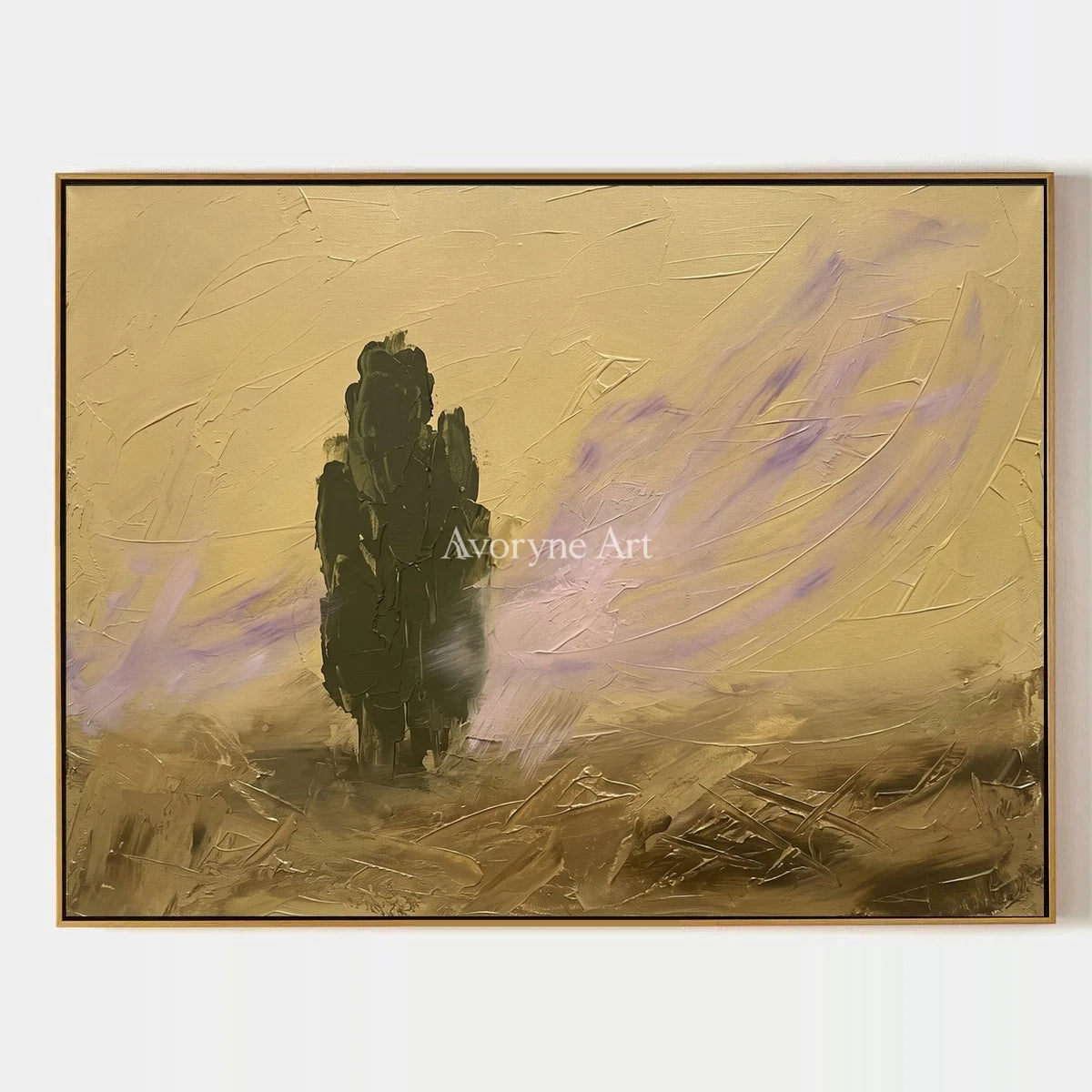 Pale Interval, hand-painted textured landscape wall art by Isabelle Marchand