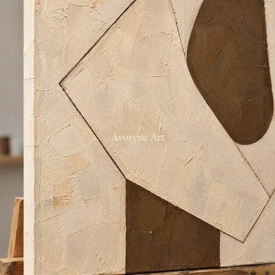 Sand and Arc: Textured Minimal Geometric Art — detail easel