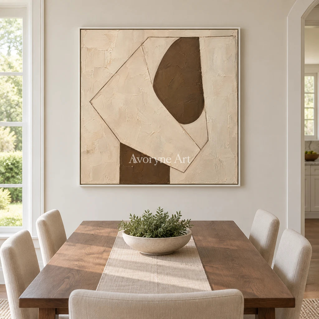 Sand and Arc: Textured Minimal Geometric Art — dining white