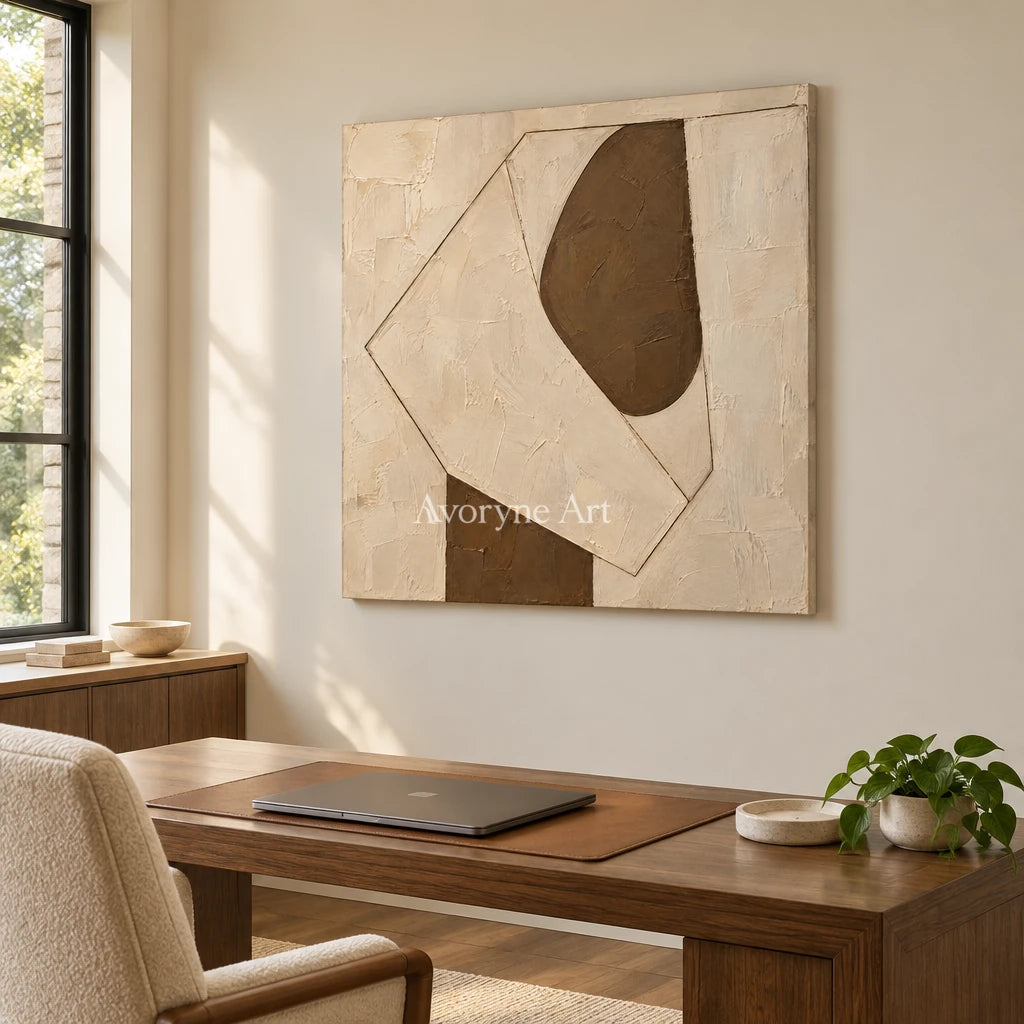 Sand and Arc: Textured Minimal Geometric Art — office frameless