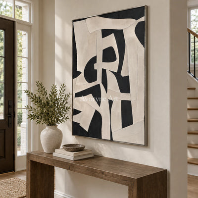 Obsidian Drift: Textured Monochrome Abstract Wall Art — entry silver