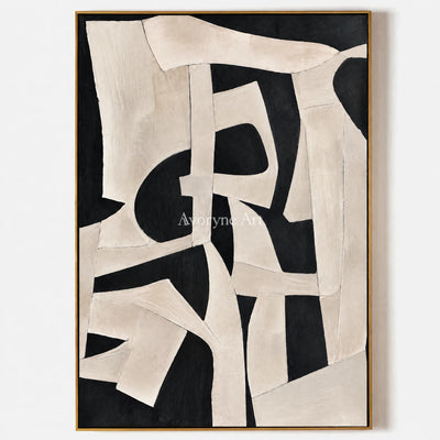 Obsidian Drift: Textured Monochrome Abstract Wall Art — primary