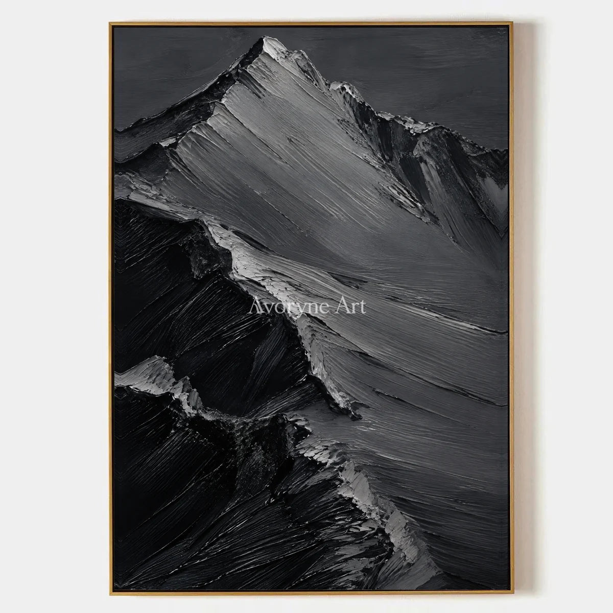 Slate Summits: Textured Monochrome Mountain Art — primary