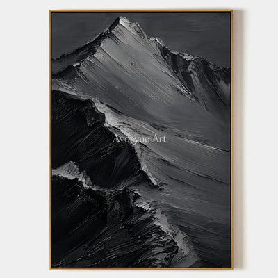 Slate Summits: Textured Monochrome Mountain Art — primary