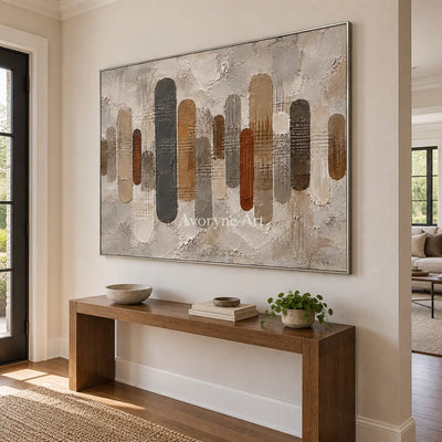 Rounded Measure: Textured Neutral Geometric Art — entry silver