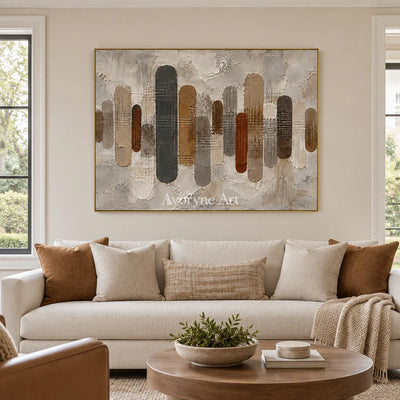 Rounded Measure: Textured Neutral Geometric Art — living gold