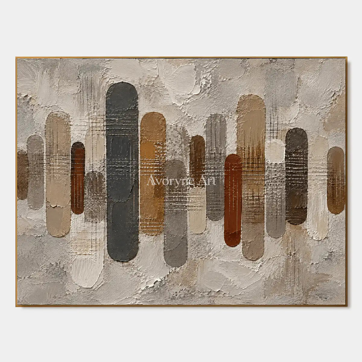 Rounded Measure: Textured Neutral Geometric Art — primary