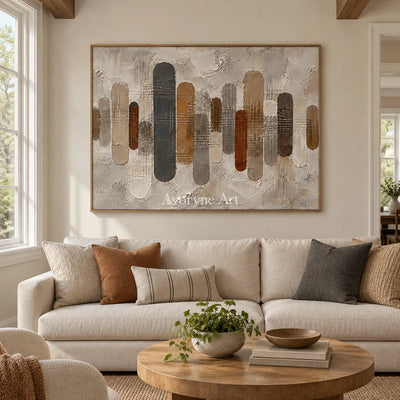 Rounded Measure: Textured Neutral Geometric Art — villa wood