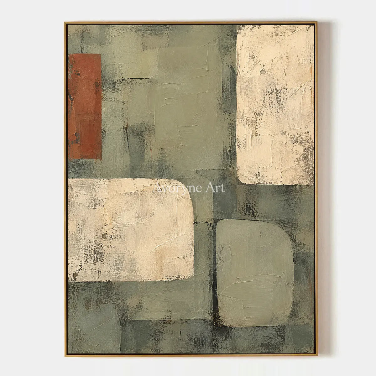 Sage Intervals: Textured Neutral Geometric Art — primary