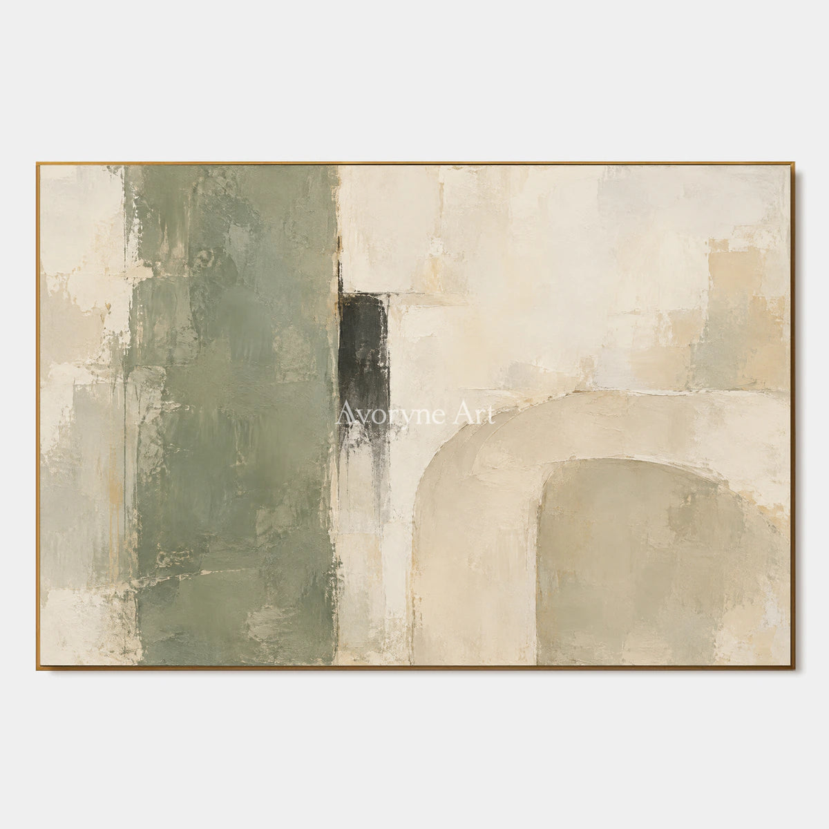 Sage Threshold: Textured Neutral Geometric Wall Art — primary
