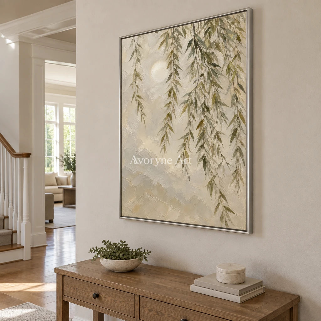 Willow Hush: Textured Neutral Willow Landscape Art — entry silver