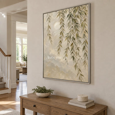 Willow Hush: Textured Neutral Willow Landscape Art — entry silver