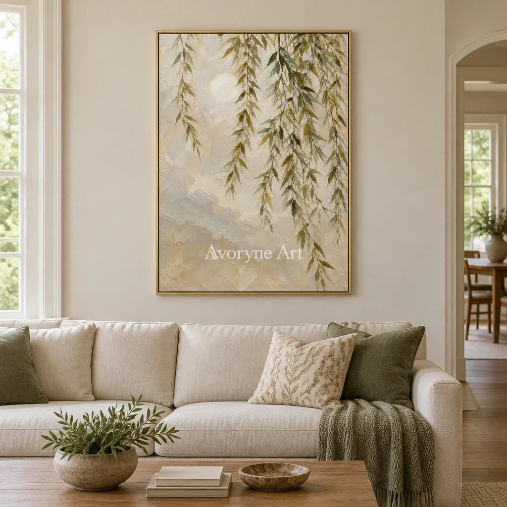 Willow Hush: Textured Neutral Willow Landscape Art — living gold