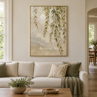 Willow Hush: Textured Neutral Willow Landscape Art — living gold