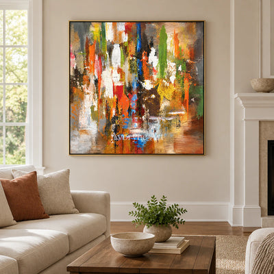 Autumn Pulse: Textured Orange Color Abstract Wall Art — living gold