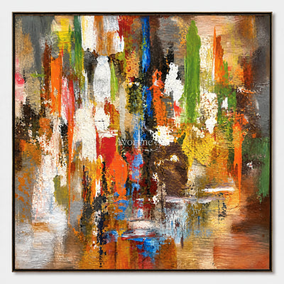 Autumn Pulse: Textured Orange Color Abstract Wall Art — primary