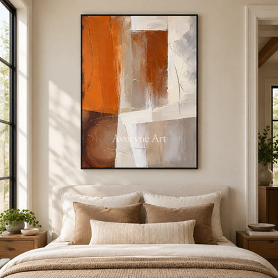 Ochre Planes: Textured Orange Geometric Abstract Art — bedroom black