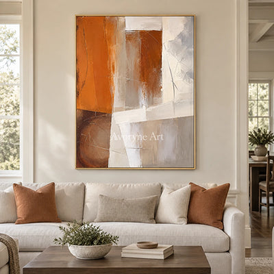 Ochre Planes: Textured Orange Geometric Abstract Art — living gold