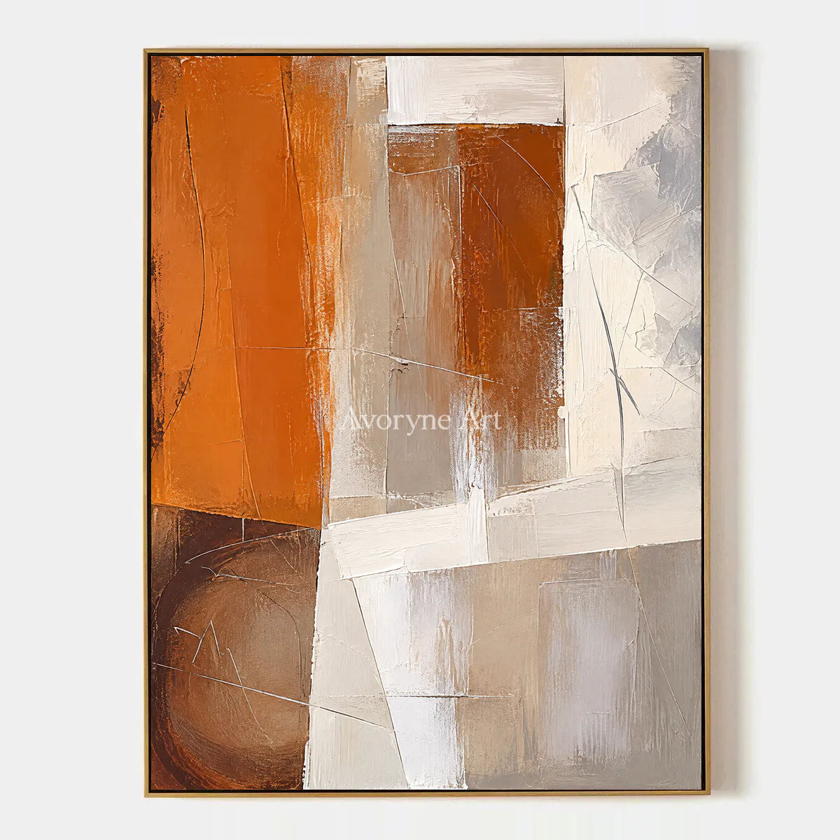 Ochre Planes: Textured Orange Geometric Abstract Art — primary