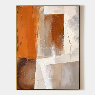 Ochre Planes: Textured Orange Geometric Abstract Art — primary