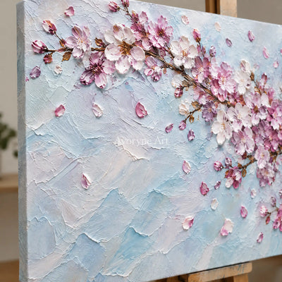 Blossom Span: Textured Panoramic Floral Art — detail easel