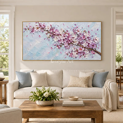 Blossom Span: Textured Panoramic Floral Art — living gold