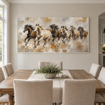 Open Gallop: Textured Panoramic Horse Art — dining white