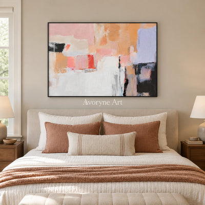 Peach Fragments: Textured Pastel Abstract Wall Art — bedroom black