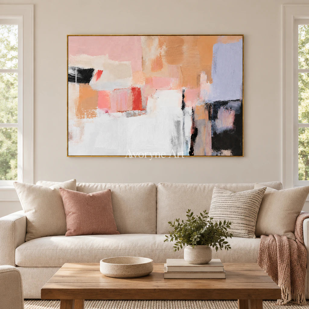 Peach Fragments: Textured Pastel Abstract Wall Art — living gold