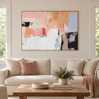 Peach Fragments: Textured Pastel Abstract Wall Art — living gold