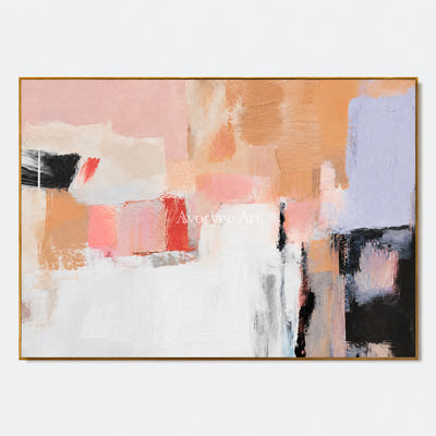 Peach Fragments: Textured Pastel Abstract Wall Art — primary