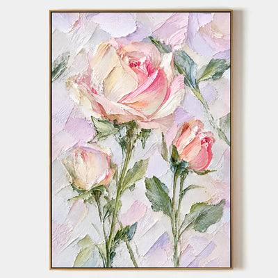 Rose Sonnet: Textured Pink Rose Floral Wall Art — primary
